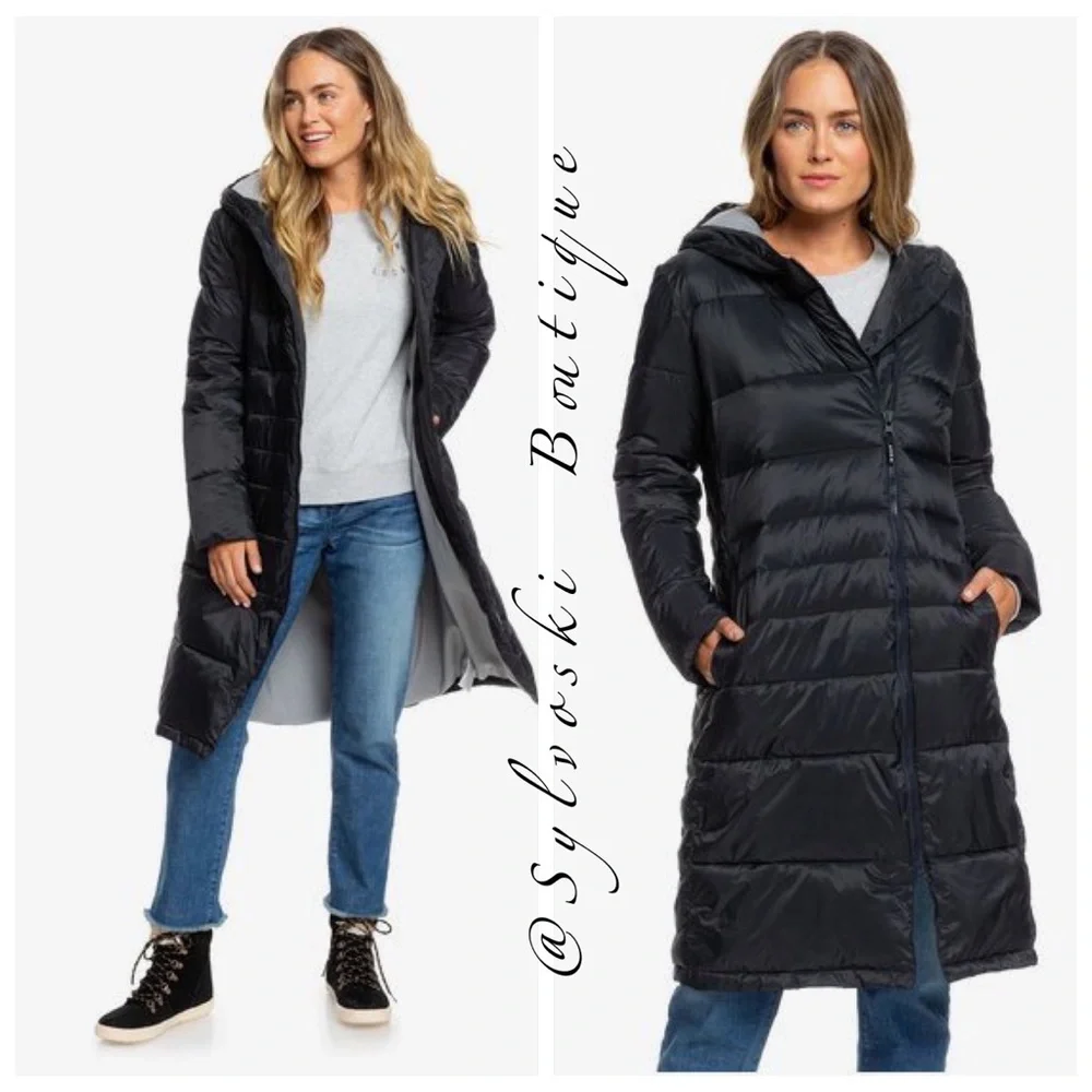 🔥 ROXY Everglade - Longline Hooded Waterproof Puffer Jacket NWT - Picture 5 of 15